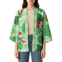 Lime Palaka Hawaii Aloha Kimono Koi Pond Mix Monstera LT7 - Polynesian Pride