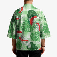 Lime Palaka Hawaii Aloha Kimono Koi Pond Mix Monstera LT7 - Polynesian Pride