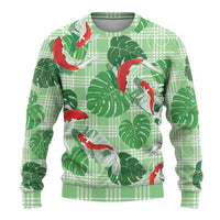 Lime Palaka Hawaii Aloha Ugly Christmas Sweater Koi Pond Mix Monstera LT7 - Polynesian Pride