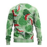 Lime Palaka Hawaii Aloha Ugly Christmas Sweater Koi Pond Mix Monstera LT7 - Polynesian Pride