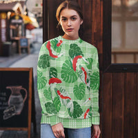Lime Palaka Hawaii Aloha Ugly Christmas Sweater Koi Pond Mix Monstera LT7 - Polynesian Pride