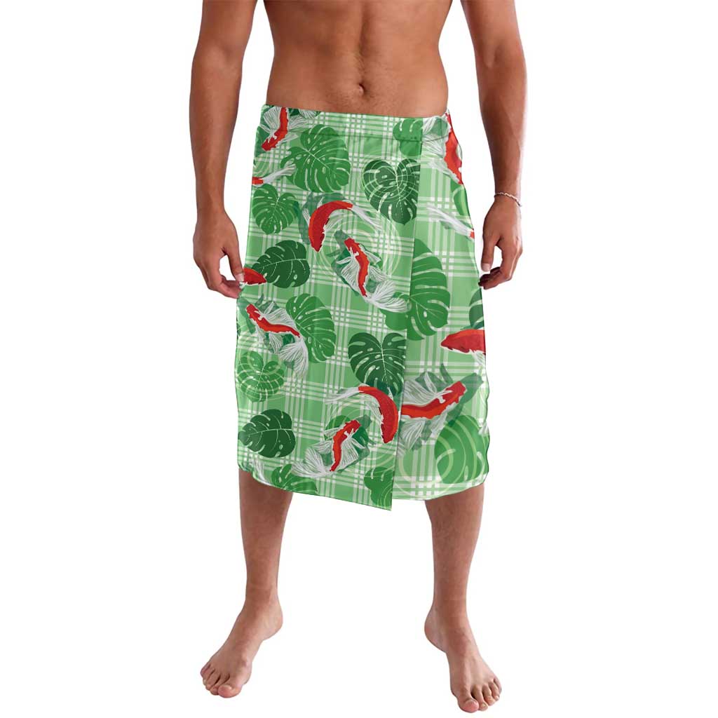 Lime Palaka Hawaii Aloha Lavalava Koi Pond Mix Monstera LT7 Lime Green - Polynesian Pride