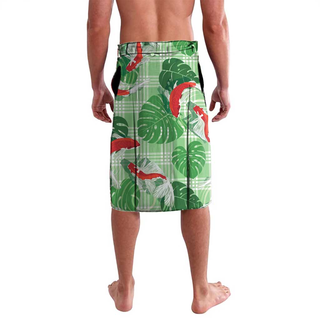 Lime Palaka Hawaii Aloha Lavalava Koi Pond Mix Monstera LT7 - Polynesian Pride