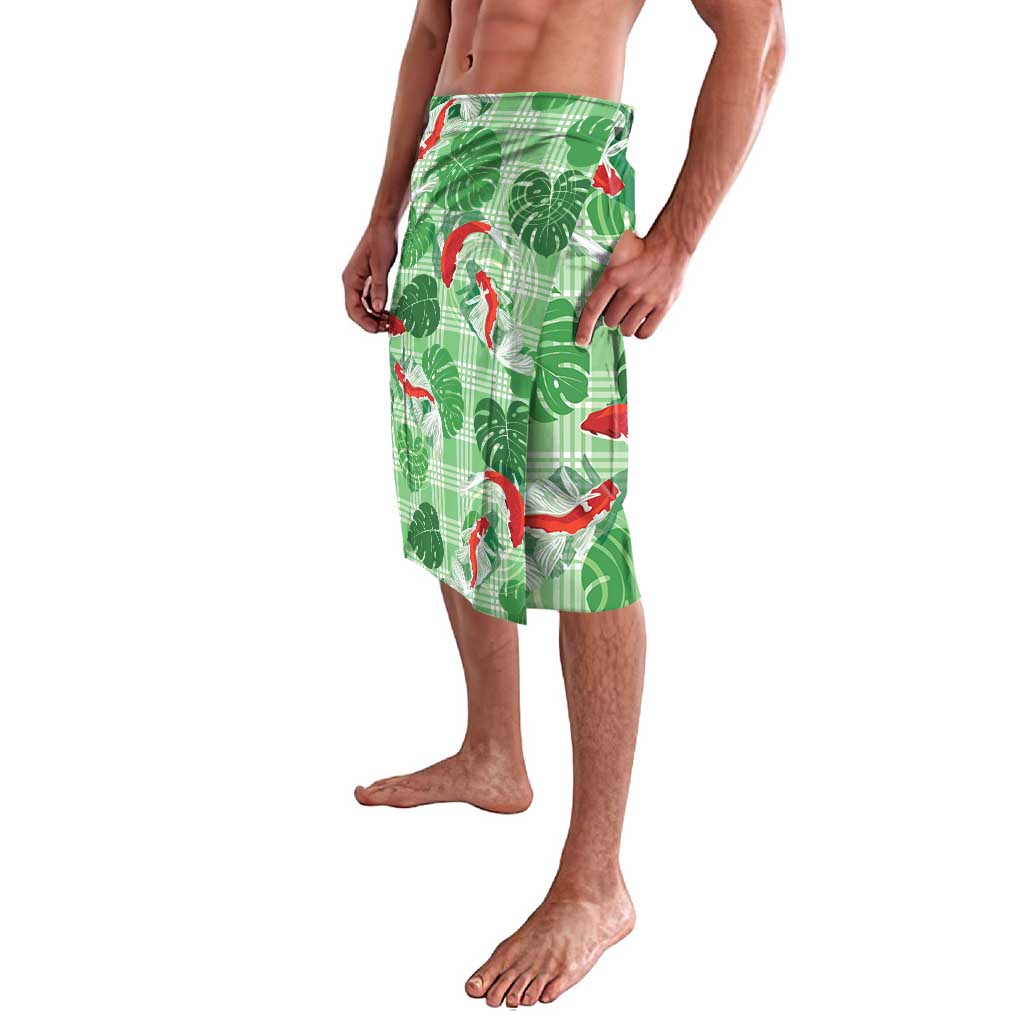 Lime Palaka Hawaii Aloha Lavalava Koi Pond Mix Monstera LT7 - Polynesian Pride