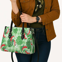 Lime Palaka Hawaii Aloha Leather Bag Koi Pond Mix Monstera LT7 - Polynesian Pride