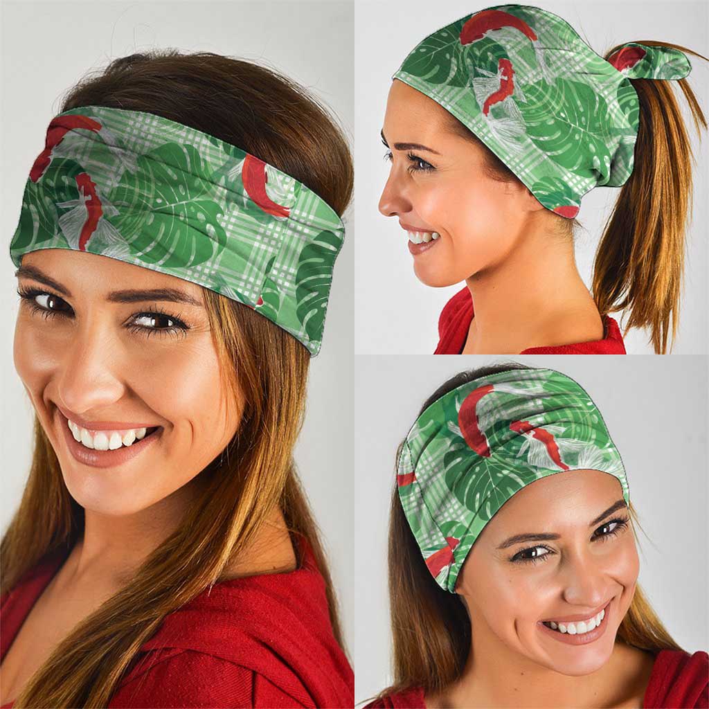 Lime Palaka Hawaii Aloha Neck Gaiter Koi Pond Mix Monstera LT7 - Polynesian Pride