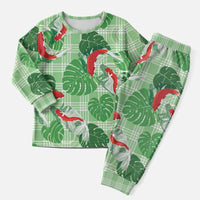 Lime Palaka Hawaii Aloha Christmas Pajama Set Koi Pond Mix Monstera LT7 Men Lime Green - Polynesian Pride