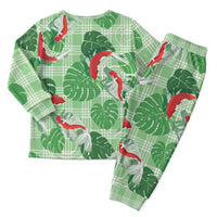 Lime Palaka Hawaii Aloha Christmas Pajama Set Koi Pond Mix Monstera LT7 - Polynesian Pride
