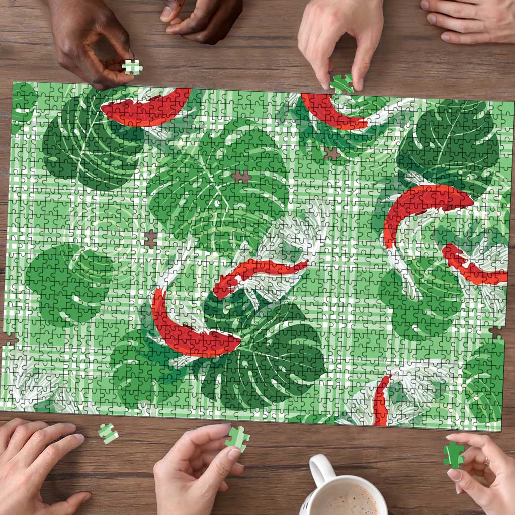 Lime Palaka Hawaii Aloha Puzzle Koi Pond Mix Monstera LT7 - Polynesian Pride