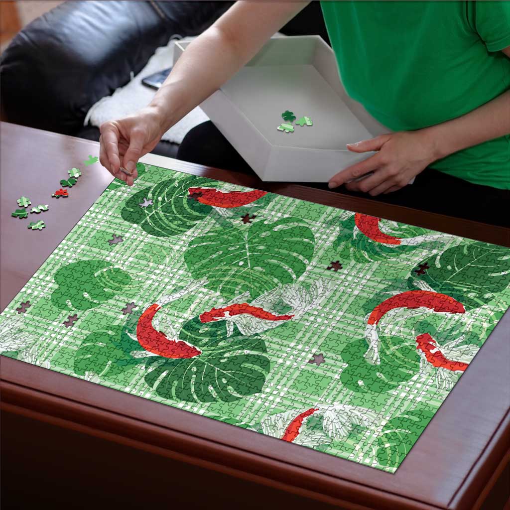 Lime Palaka Hawaii Aloha Puzzle Koi Pond Mix Monstera LT7 - Polynesian Pride