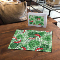 Lime Palaka Hawaii Aloha Puzzle Koi Pond Mix Monstera LT7 - Polynesian Pride