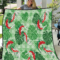 Lime Palaka Hawaii Aloha Quilt Koi Pond Mix Monstera LT7 Lime Green - Polynesian Pride