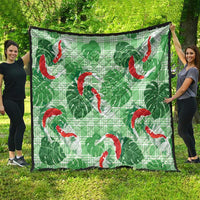 Lime Palaka Hawaii Aloha Quilt Koi Pond Mix Monstera LT7 - Polynesian Pride