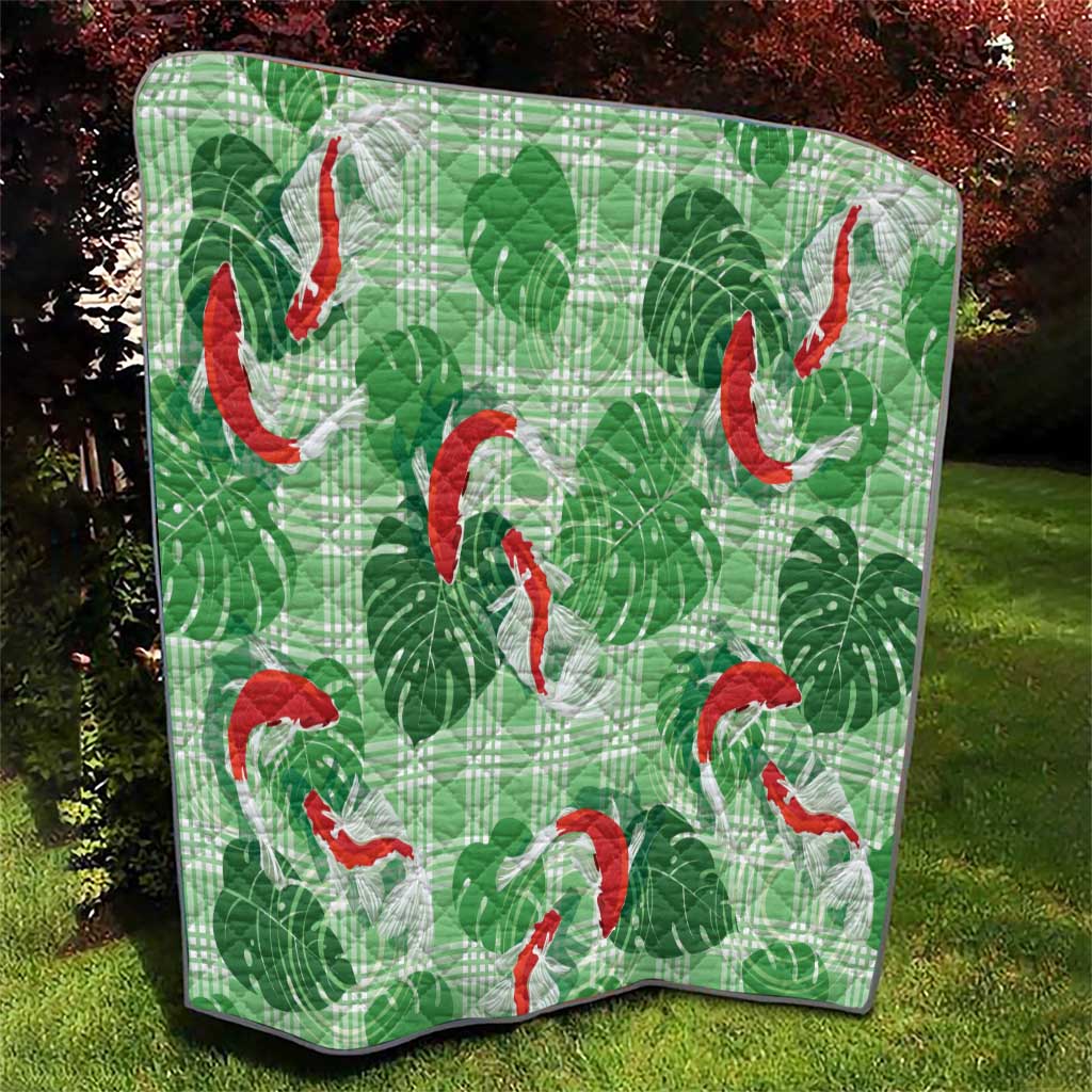 Lime Palaka Hawaii Aloha Quilt Koi Pond Mix Monstera LT7 - Polynesian Pride