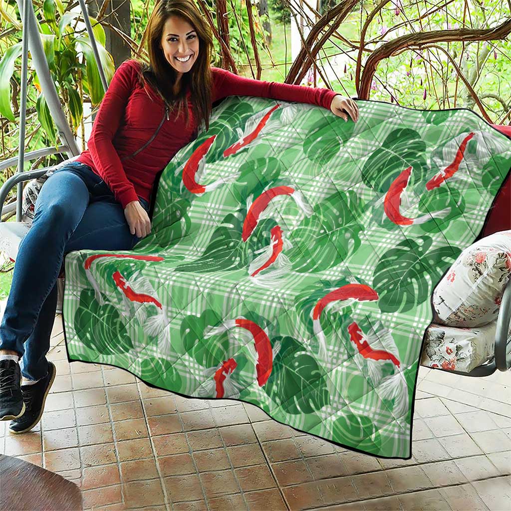 Lime Palaka Hawaii Aloha Quilt Koi Pond Mix Monstera LT7 - Polynesian Pride