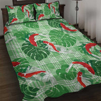 Lime Palaka Hawaii Aloha Quilt Bed Set Koi Pond Mix Monstera LT7 Lime Green - Polynesian Pride