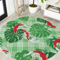 Lime Palaka Hawaii Aloha Round Carpet Koi Pond Mix Monstera LT7 Lime Green - Polynesian Pride