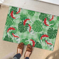 Lime Palaka Hawaii Aloha Rubber Doormat Koi Pond Mix Monstera LT7 - Polynesian Pride