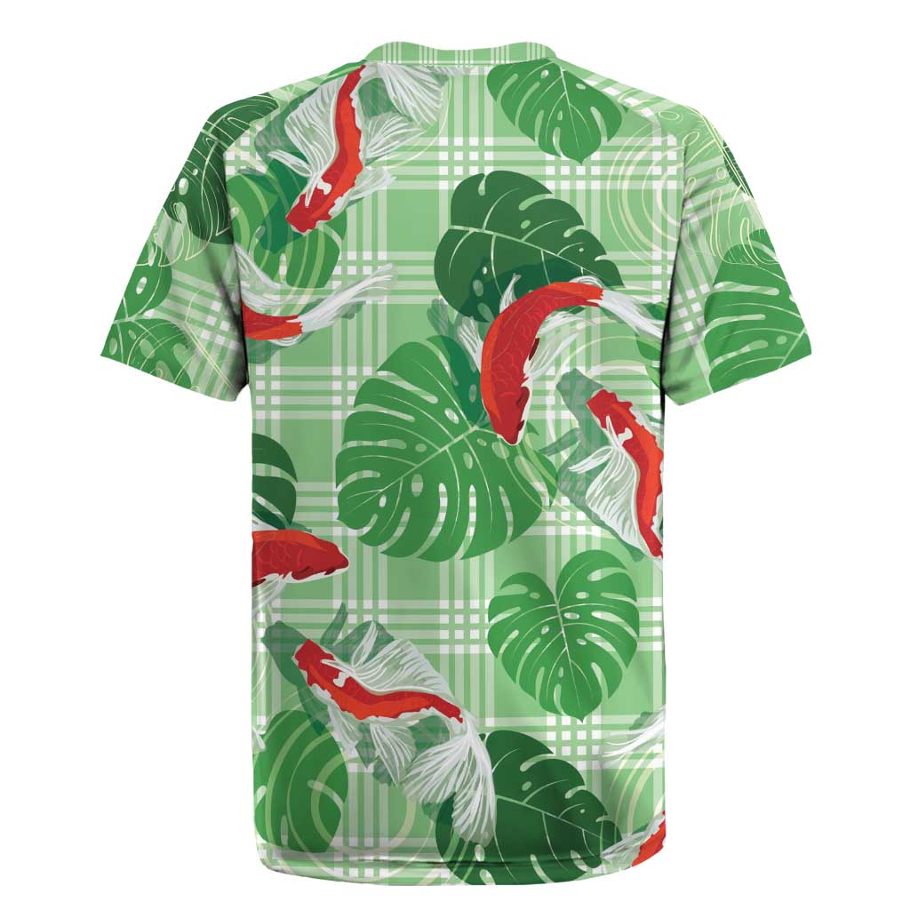 Lime Palaka Hawaii Aloha Rugby Jersey Koi Pond Mix Monstera LT7 - Polynesian Pride
