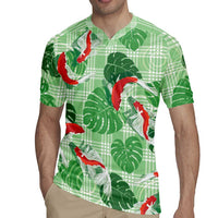 Lime Palaka Hawaii Aloha Rugby Jersey Koi Pond Mix Monstera LT7 - Polynesian Pride