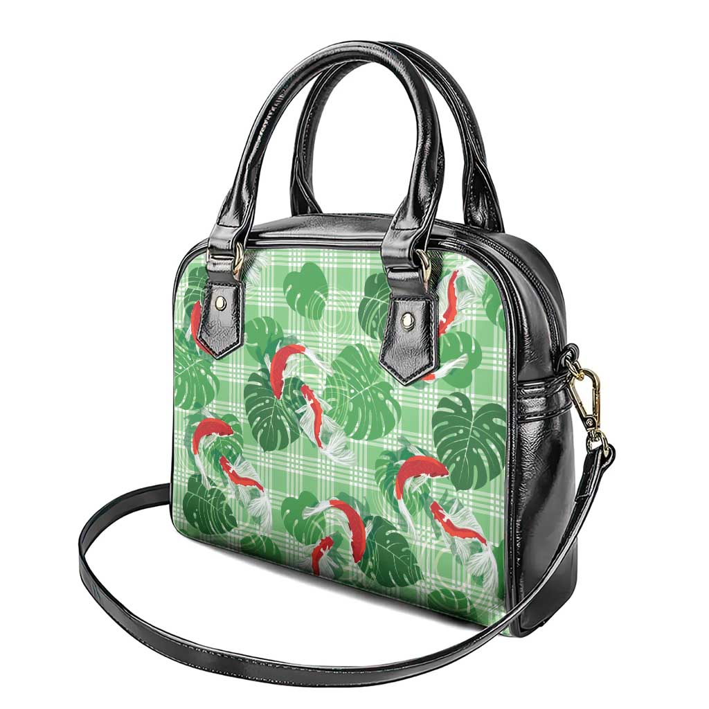 Lime Palaka Hawaii Aloha Shoulder Handbag Koi Pond Mix Monstera LT7 - Polynesian Pride