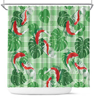 Lime Palaka Hawaii Aloha Shower Curtain Koi Pond Mix Monstera LT7 Lime Green - Polynesian Pride