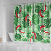 Lime Palaka Hawaii Aloha Shower Curtain Koi Pond Mix Monstera LT7 - Polynesian Pride