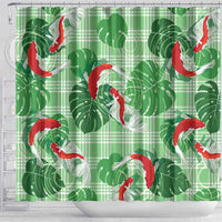 Lime Palaka Hawaii Aloha Shower Curtain Koi Pond Mix Monstera LT7 - Polynesian Pride