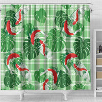 Lime Palaka Hawaii Aloha Shower Curtain Koi Pond Mix Monstera LT7 - Polynesian Pride