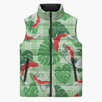 Lime Palaka Hawaii Aloha Sleeveless Puffer Jacket Koi Pond Mix Monstera LT7 Unisex Lime Green - Polynesian Pride