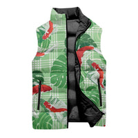 Lime Palaka Hawaii Aloha Sleeveless Puffer Jacket Koi Pond Mix Monstera LT7 - Polynesian Pride