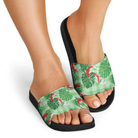 Lime Palaka Hawaii Aloha Slide Sandals Koi Pond Mix Monstera LT7 - Polynesian Pride