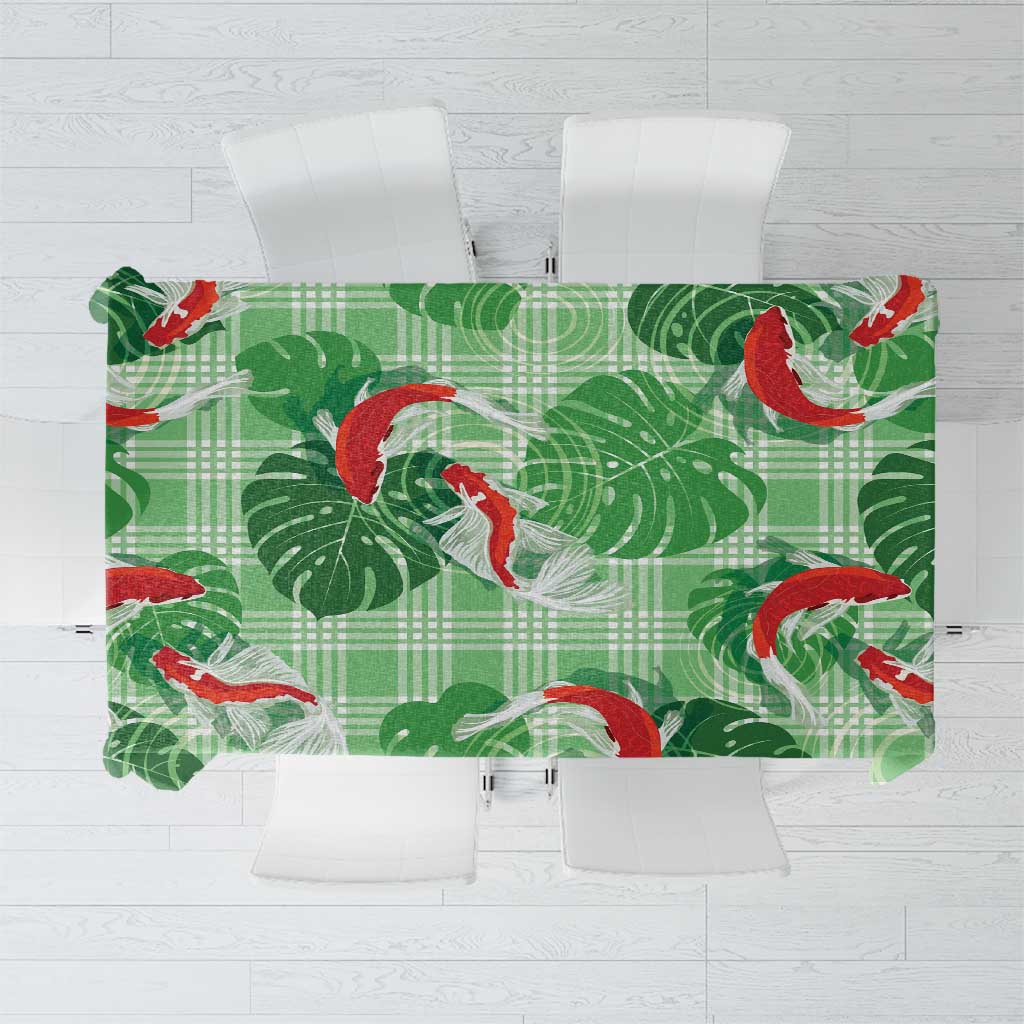 Lime Palaka Hawaii Aloha Tablecloth Koi Pond Mix Monstera LT7 Lime Green - Polynesian Pride