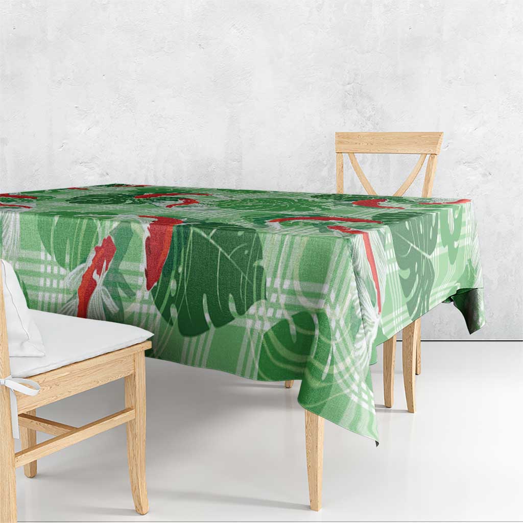 Lime Palaka Hawaii Aloha Tablecloth Koi Pond Mix Monstera LT7 - Polynesian Pride