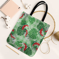 Lime Palaka Hawaii Aloha Tote Bag Koi Pond Mix Monstera LT7 Black Strap One Size Lime Green - Polynesian Pride