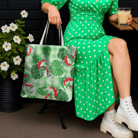 Lime Palaka Hawaii Aloha Tote Bag Koi Pond Mix Monstera LT7 - Polynesian Pride