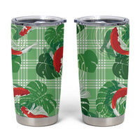 Lime Palaka Hawaii Aloha Tumbler Cup Koi Pond Mix Monstera LT7 Lime Green - Polynesian Pride