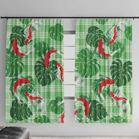Lime Palaka Hawaii Aloha Window Curtain Koi Pond Mix Monstera LT7 With Hooks Lime Green - Polynesian Pride