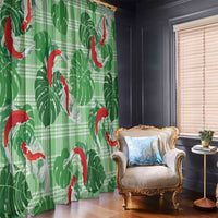 Lime Palaka Hawaii Aloha Window Curtain Koi Pond Mix Monstera LT7 - Polynesian Pride