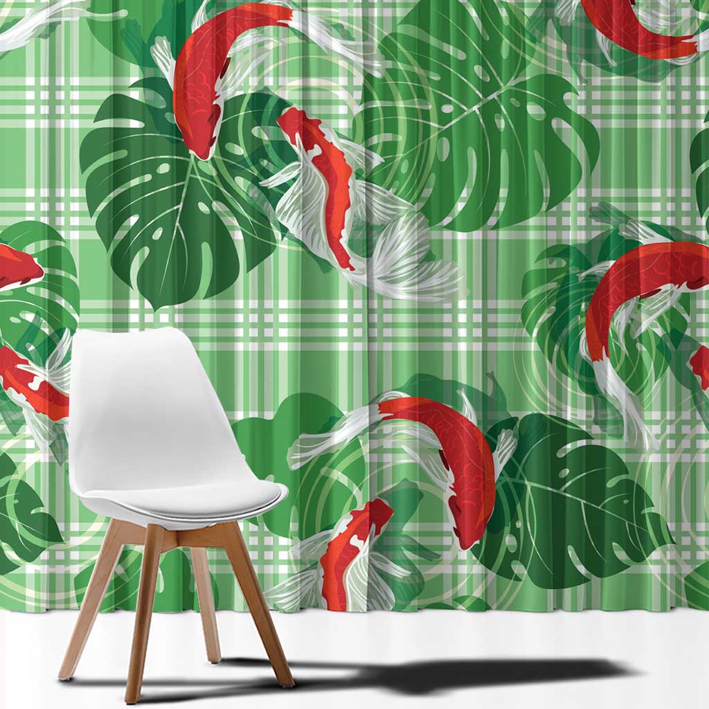 Lime Palaka Hawaii Aloha Window Curtain Koi Pond Mix Monstera LT7 - Polynesian Pride