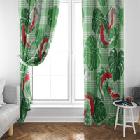 Lime Palaka Hawaii Aloha Window Curtain Koi Pond Mix Monstera LT7 - Polynesian Pride