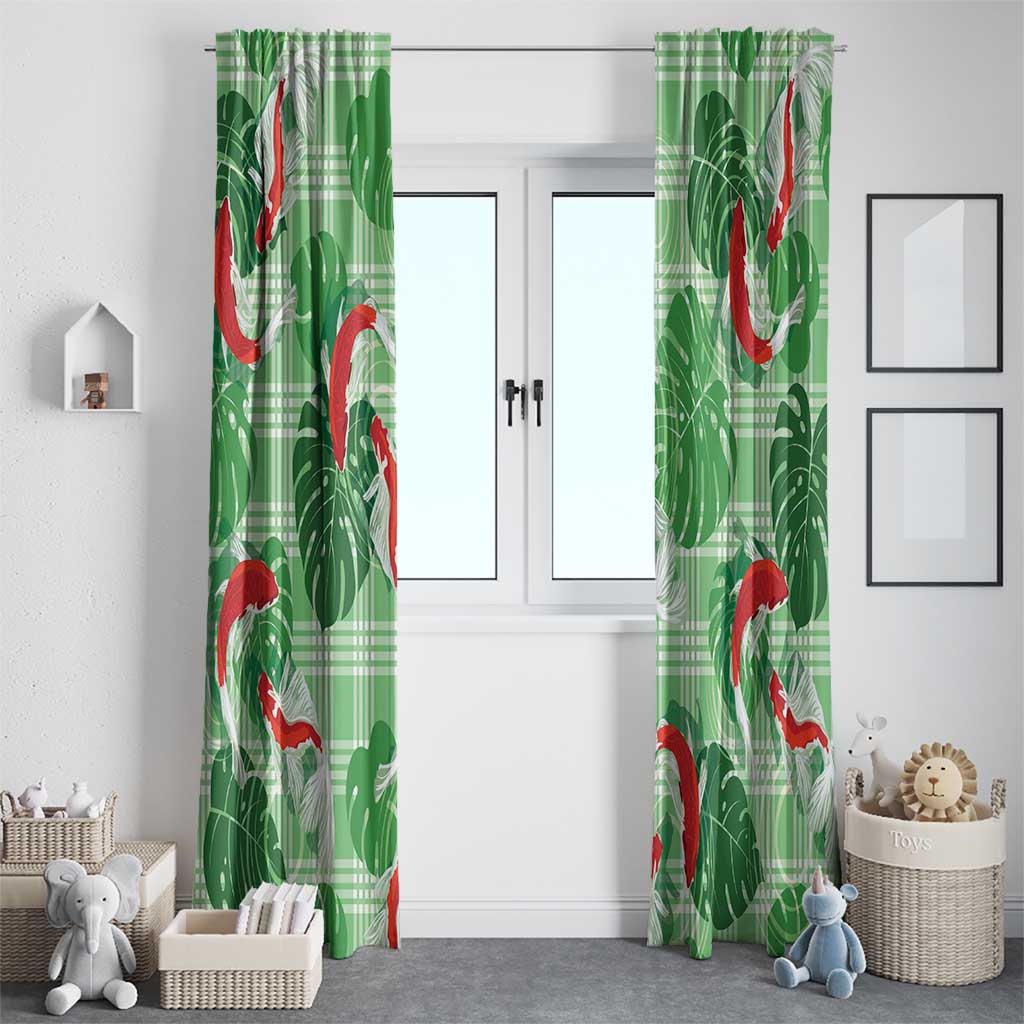 Lime Palaka Hawaii Aloha Window Curtain Koi Pond Mix Monstera LT7 - Polynesian Pride