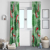 Lime Palaka Hawaii Aloha Window Curtain Koi Pond Mix Monstera LT7 - Polynesian Pride