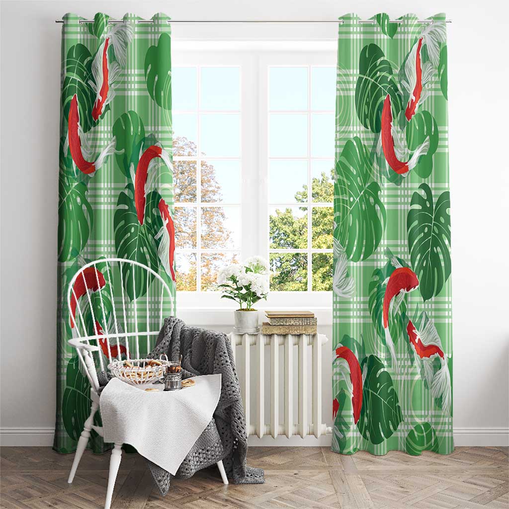 Lime Palaka Hawaii Aloha Window Curtain Koi Pond Mix Monstera LT7 - Polynesian Pride