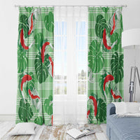 Lime Palaka Hawaii Aloha Window Curtain Koi Pond Mix Monstera LT7 - Polynesian Pride