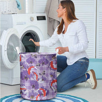 Lavender Palaka Hawaii Aloha Laundry Basket Koi Pond Mix Orchids LT7 - Polynesian Pride