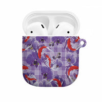 Lavender Palaka Hawaii Aloha AirPods Case Koi Pond Mix Orchids LT7 Purple - Polynesian Pride