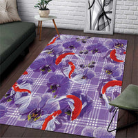 Lavender Palaka Hawaii Aloha Area Rug Koi Pond Mix Orchids LT7 Purple - Polynesian Pride
