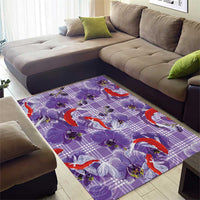 Lavender Palaka Hawaii Aloha Area Rug Koi Pond Mix Orchids LT7 - Polynesian Pride