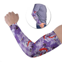 Lavender Palaka Hawaii Aloha Arm Sleeves Koi Pond Mix Orchids LT7 Set of 2 Purple - Polynesian Pride